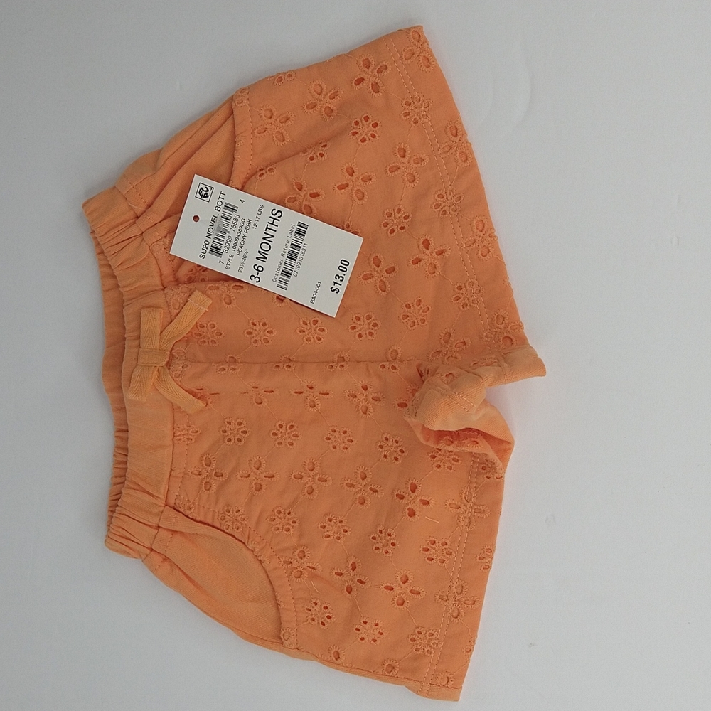 First Impressions Infant Girl Eyelet Peach Shorts Size: 6-9 Months